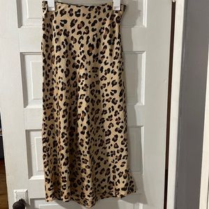 Cheetah print a-line silk skirt